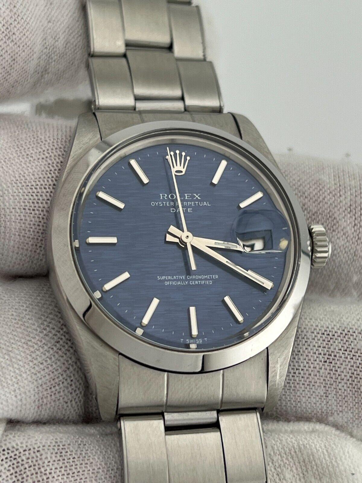 Rolex Date 1500 34mm Blue Mosaic Dial Stainless Steel 5