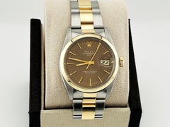 Rolex Date 1500 Esfera Marrón Oro Amarillo 18K Acero Inoxidable 34mm