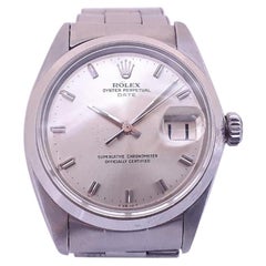 Rolex Date 1500, Silver Dial, Certified and Warranty