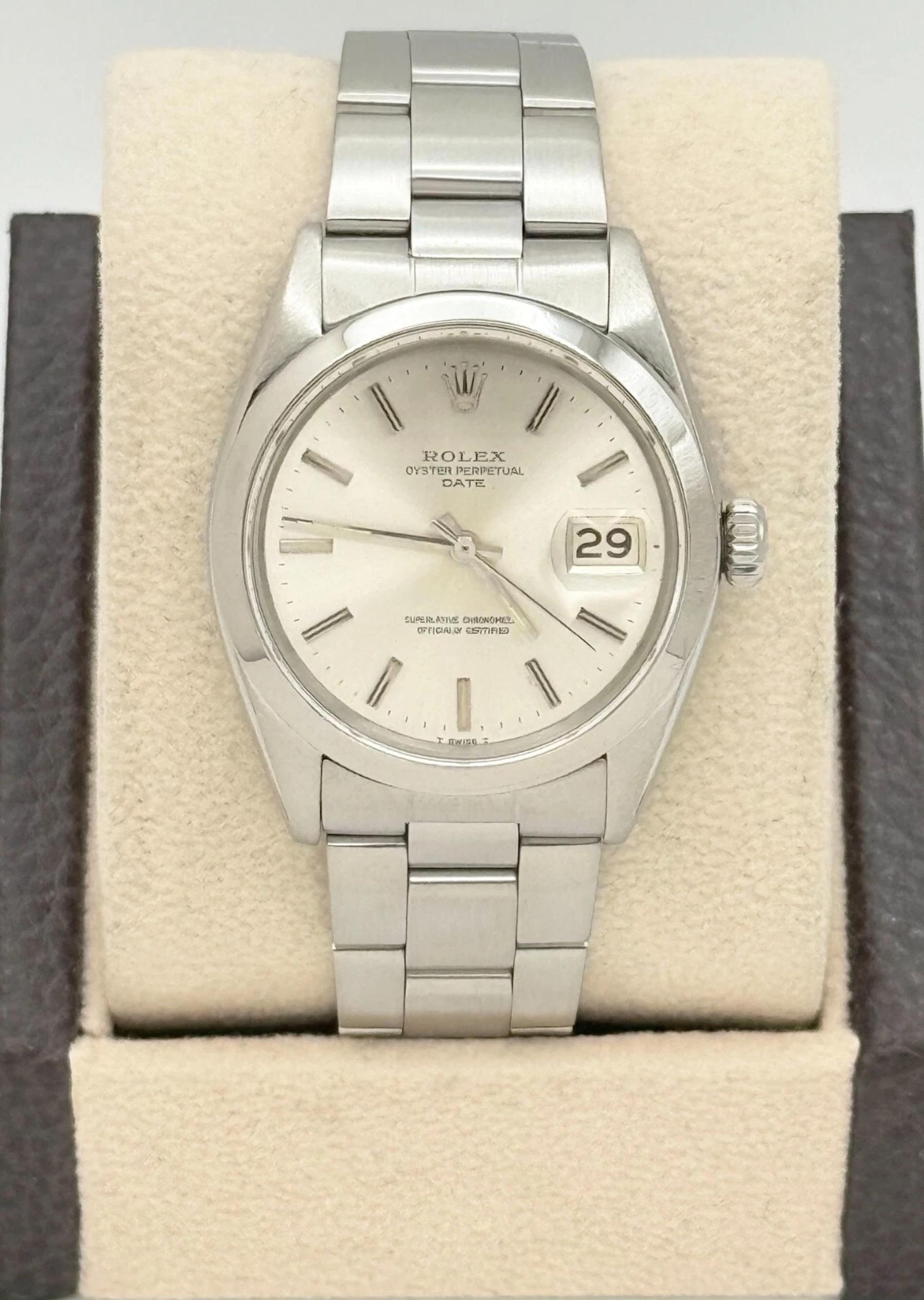 Rolex Montre Date 1500 avec cadran argenté en acier inoxydable 34 mm 2