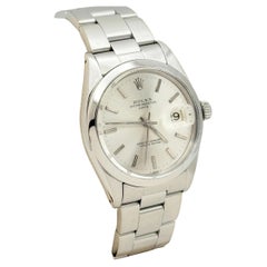 Rolex Montre Date 1500 avec cadran argenté en acier inoxydable 34 mm