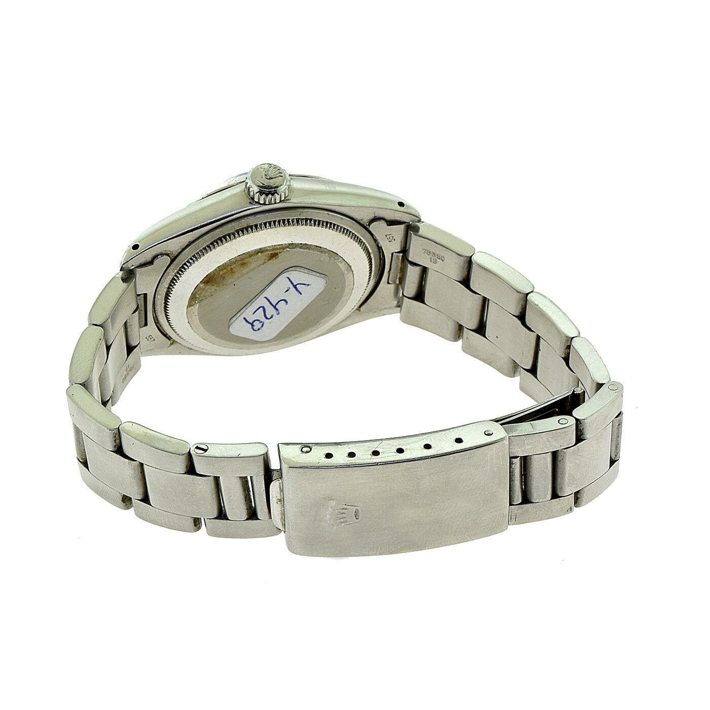 Rolex Date 1500 Steel Custom Color Light Blue Dial Wristwatch 'W-131' In Good Condition In Miami, FL