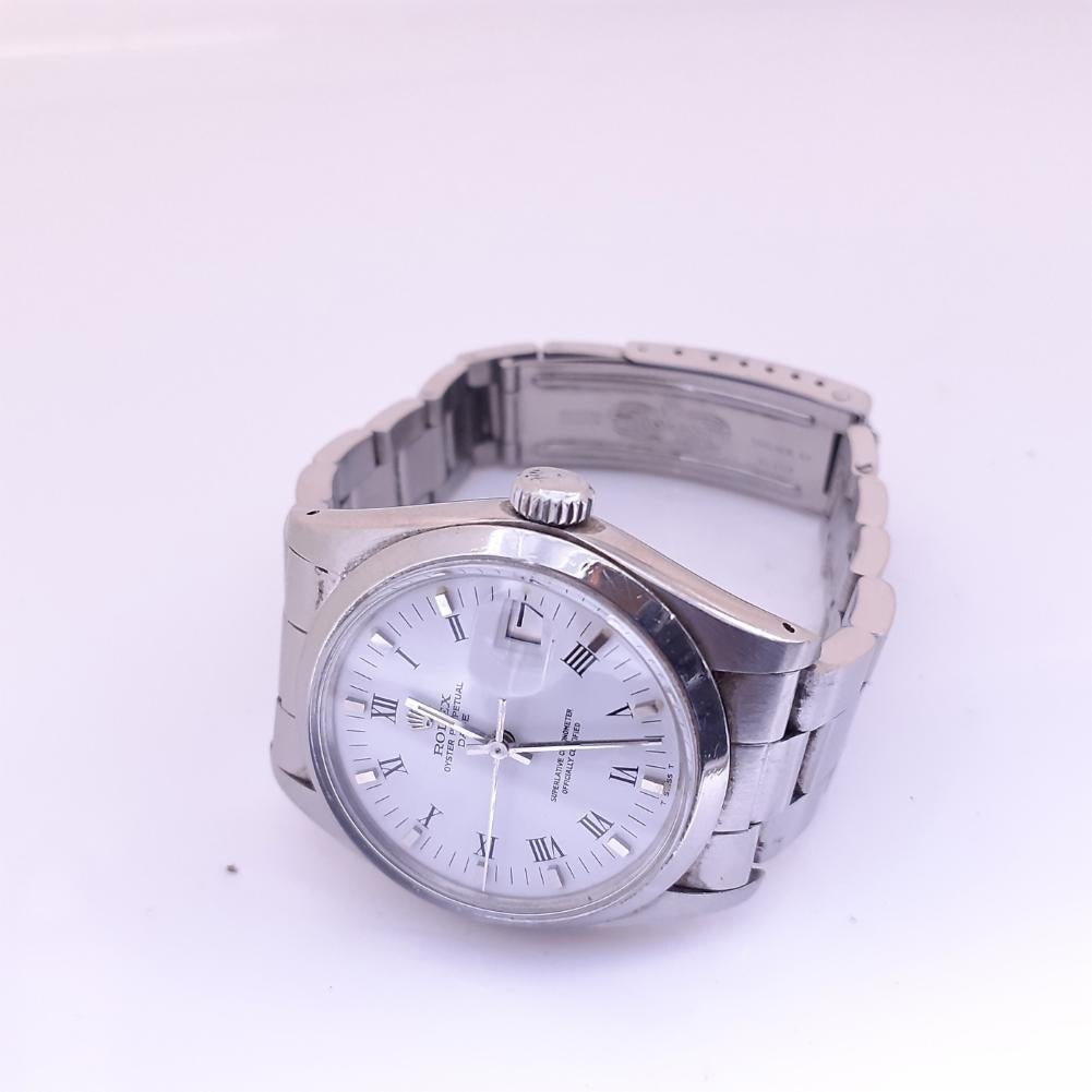 Contemporary Rolex Date 1500, White Dial, Certified and Warranty