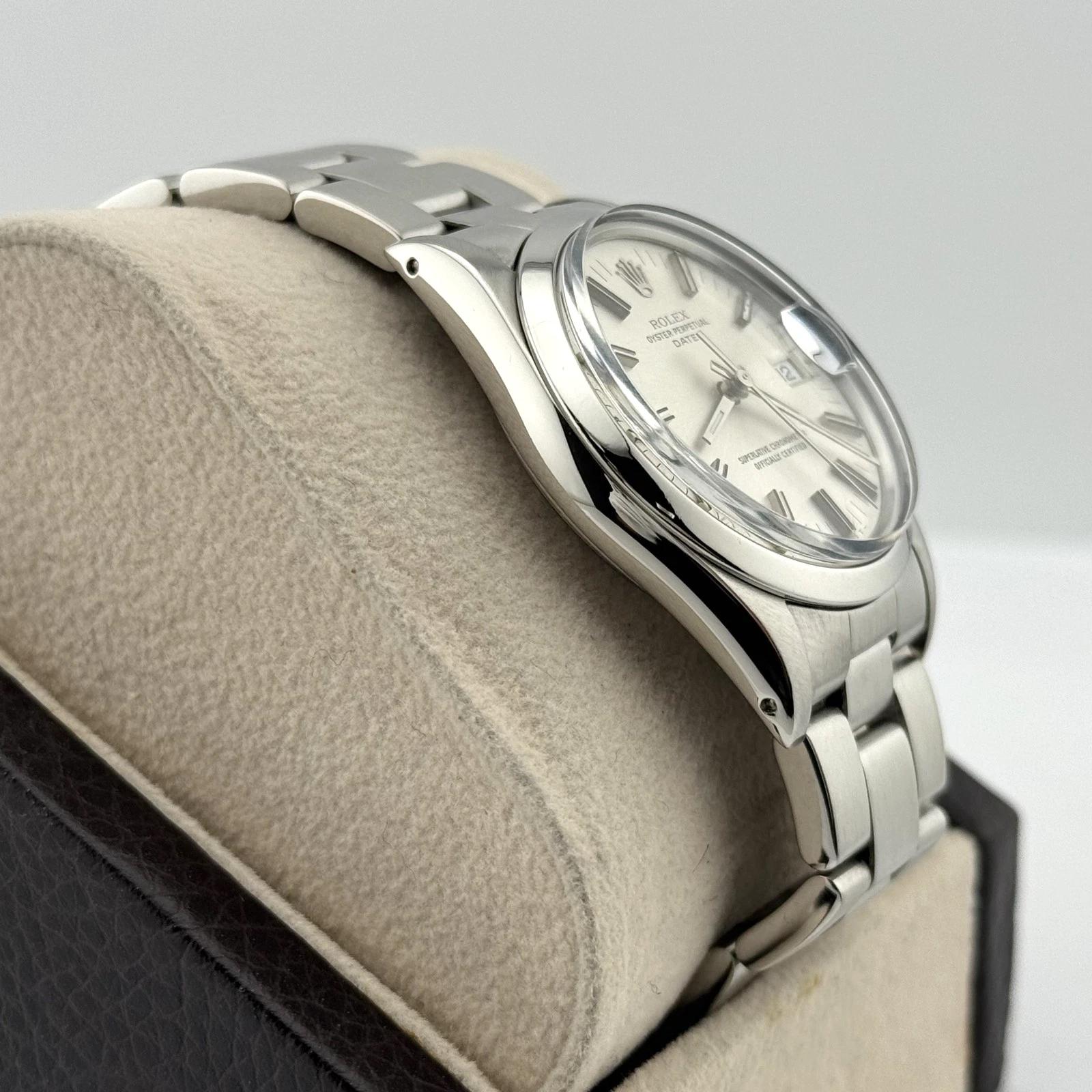 Rolex Date 15000 34mm Stainless Steel Silver Dial Service Card For Sale 5