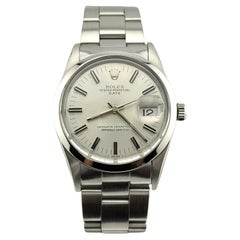 Rolex Date 15000 34mm Stainless Steel Silver Dial Service Card