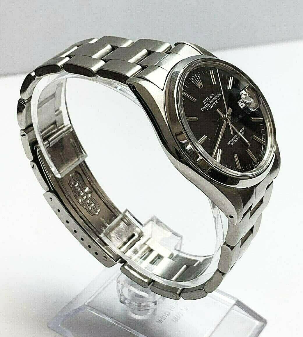 Rolex Date 15000 Black Dial Stainless Steel Mint Band 2