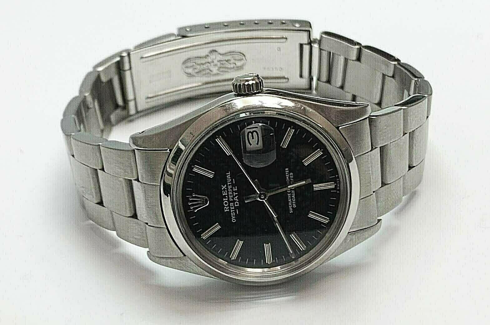 Rolex Date 15000 Black Dial Stainless Steel Mint Band 4
