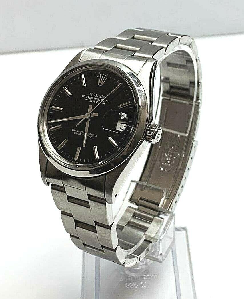 Rolex Date 15000 Black Dial Stainless Steel Mint Band 5