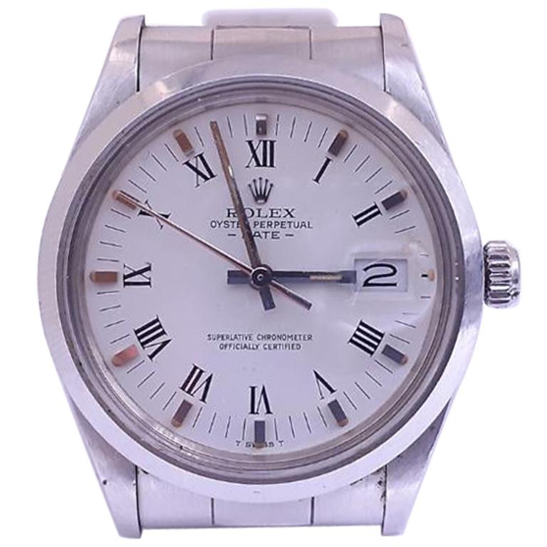 Rolex Date 15000, White Dial, Certified and Warranty