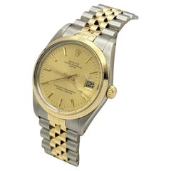 Rolex Date 15003 34mm Esfera Champán Oro Amarillo 18k Acero Inoxidable Jubilee