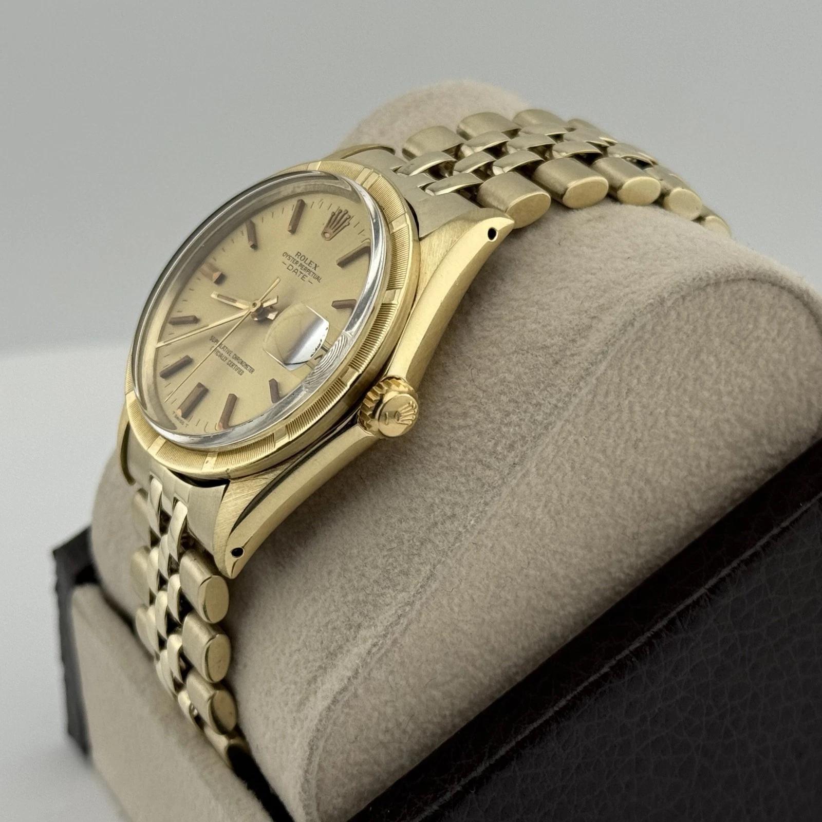 Rolex Date 1501 34mm Cadran Champagne Or jaune 14k Excellent état - En vente à San Diego, CA