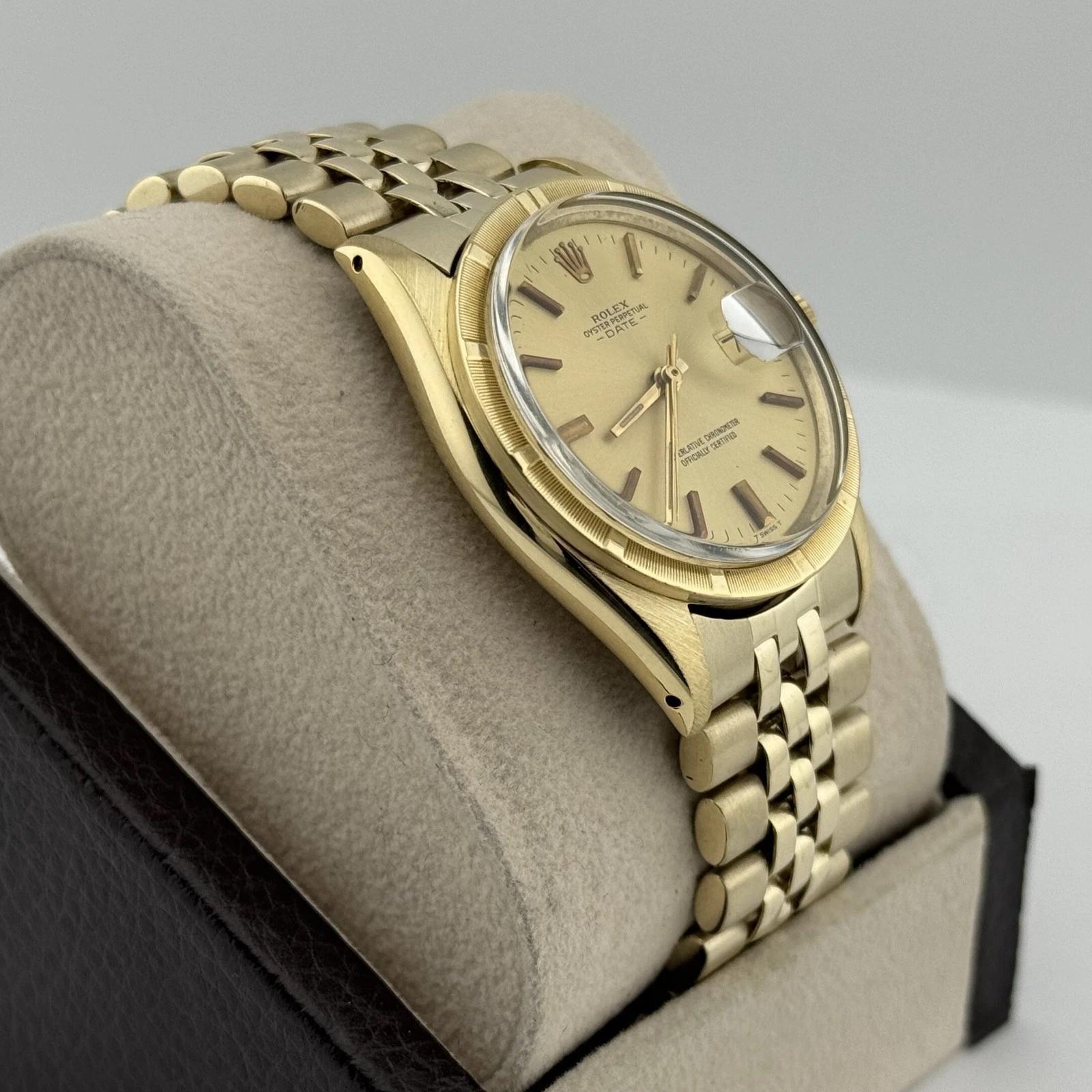 Rolex Date 1501 34mm Cadran Champagne Or jaune 14k Unisexe en vente