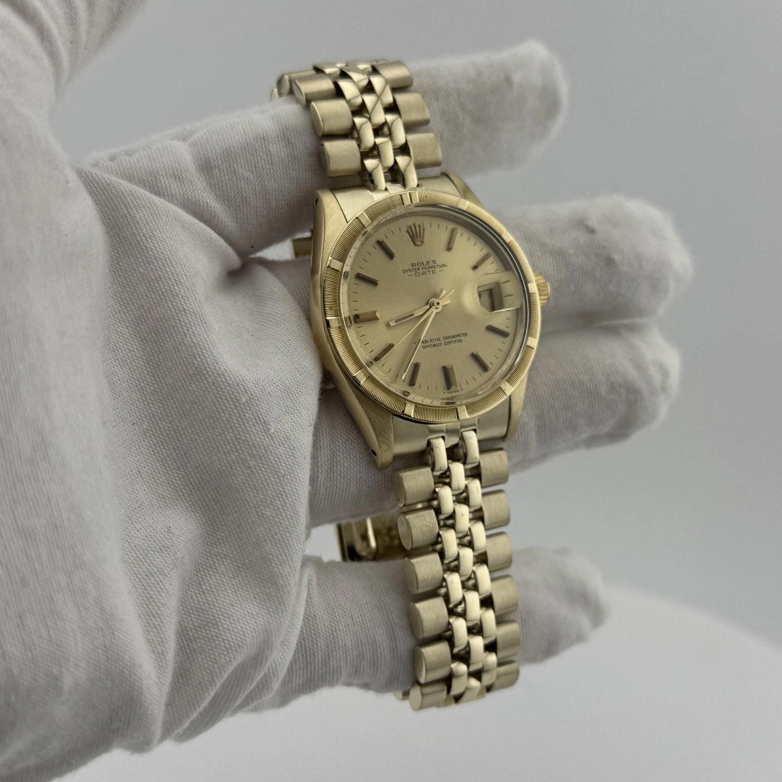 Rolex Date 1501 34mm Cadran Champagne Or jaune 14k en vente 2