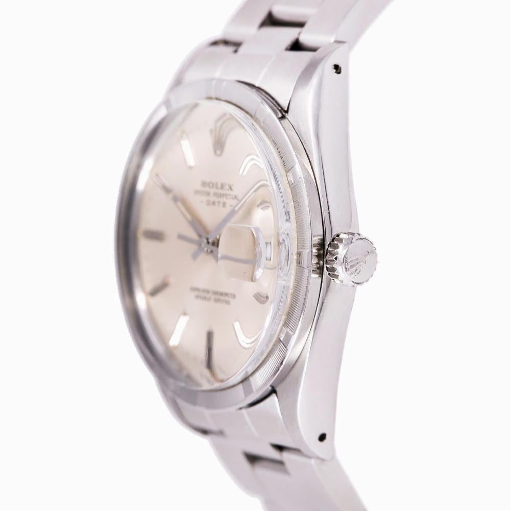 Rolex Date 15010, Silver Dial, Certified and Warranty In Excellent Condition In Miami, FL