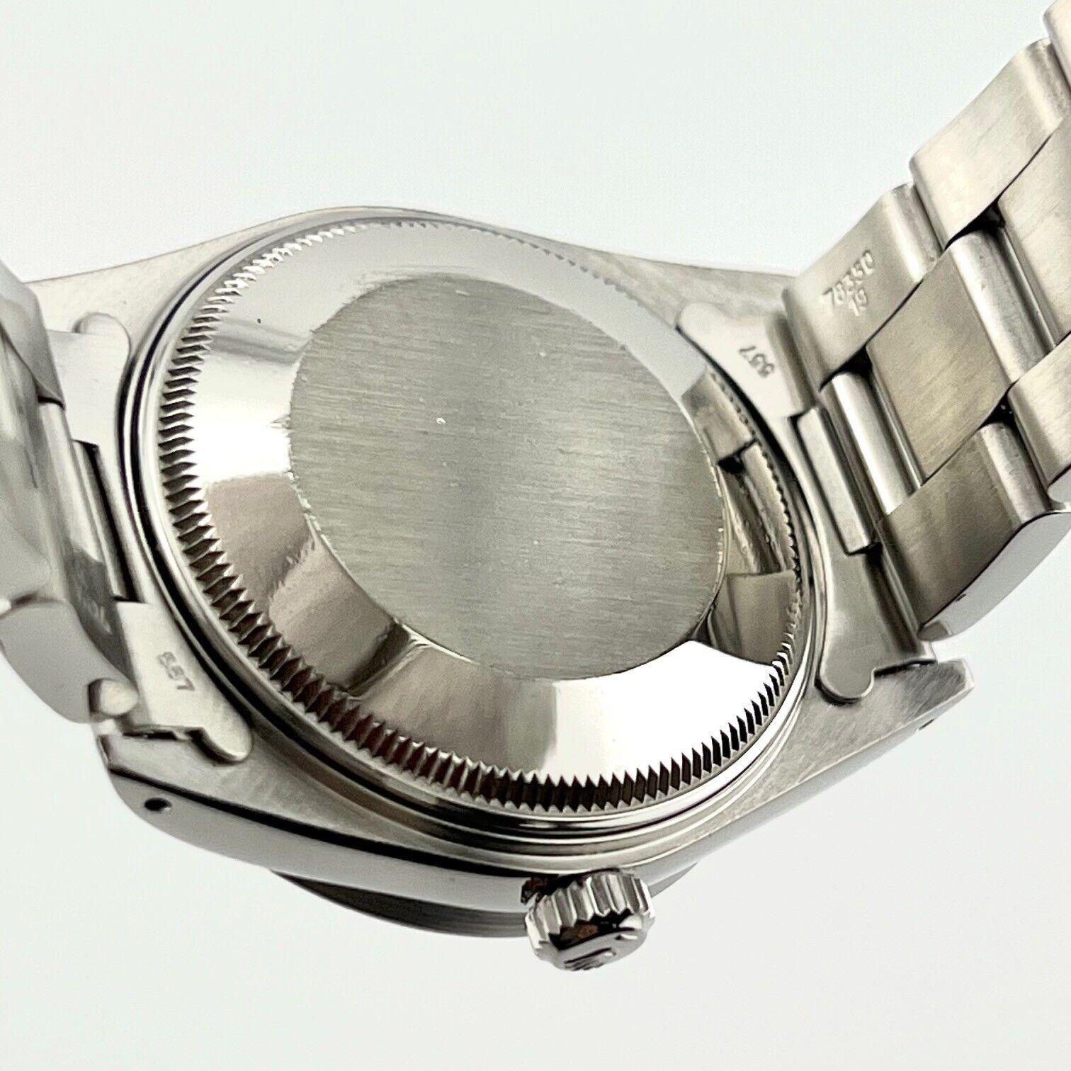 Style Number: 15010

Serial: R6591***

Year: 1989

Model: Rolex Date

Case Material: Stainless Steel

Band: Stainless Steel

Bezel: Stainless Steel Engine Turned Bezel

Dial: Blue Dial

Face: Sapphire Crystal

Case Size: 34mm

 

Includes: 

-Rolex