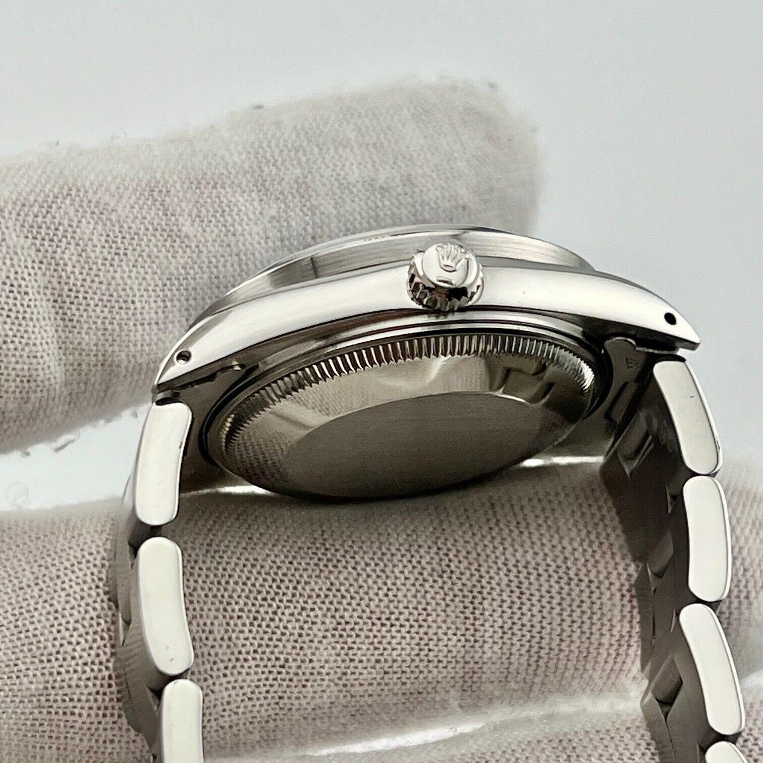 Rolex Date 15010 34mm Blue Dial Stainless Steel Engine-Turned Bezel Box Paper For Sale 1