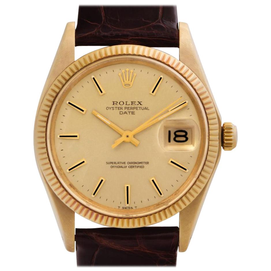 Rolex Date 1503 18 Karat Gold Dial Automatic Watch For Sale