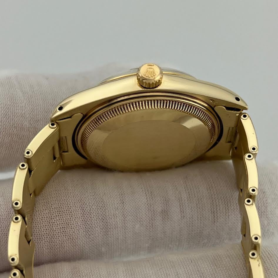 Rolex Date 1503 34mm Champán Oro Clavija Esfera 14k Oro Amarillo Caja en venta 4