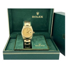 Vintage Rolex Date 1503 34mm Champagne Gold Peg Dial 14k Yellow Gold Box