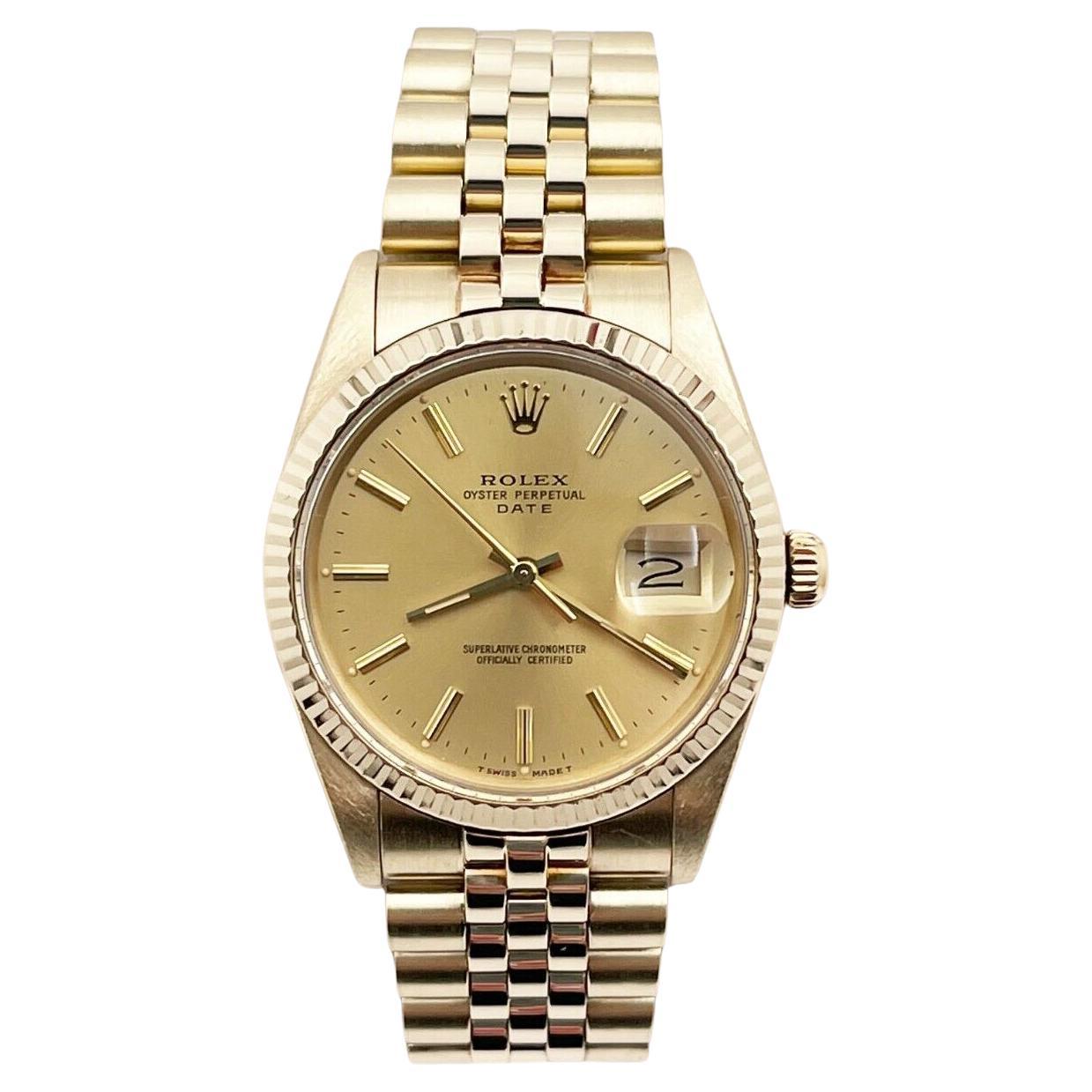Rolex Date 15037 14K Yellow Gold RARE COLLECTIBLE For Sale