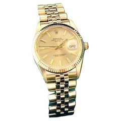 Rolex Date 15037 Champagne Dial Jubilee Band 14K Yellow Gold 34mm Box Paper