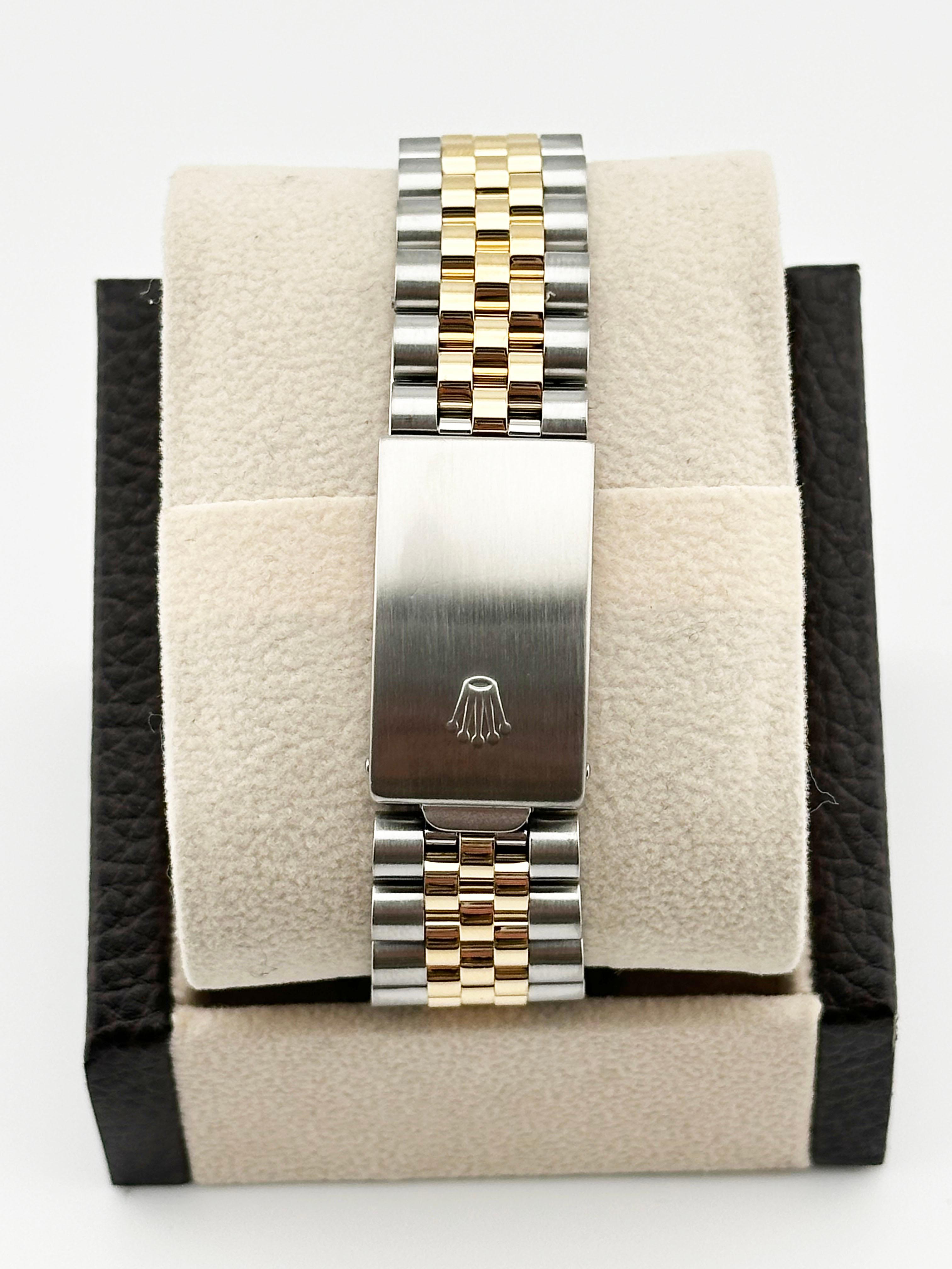Rolex Date 15053 Champagne Gold Peg Dial 18K Yellow Gold Stainless Steel For Sale 3