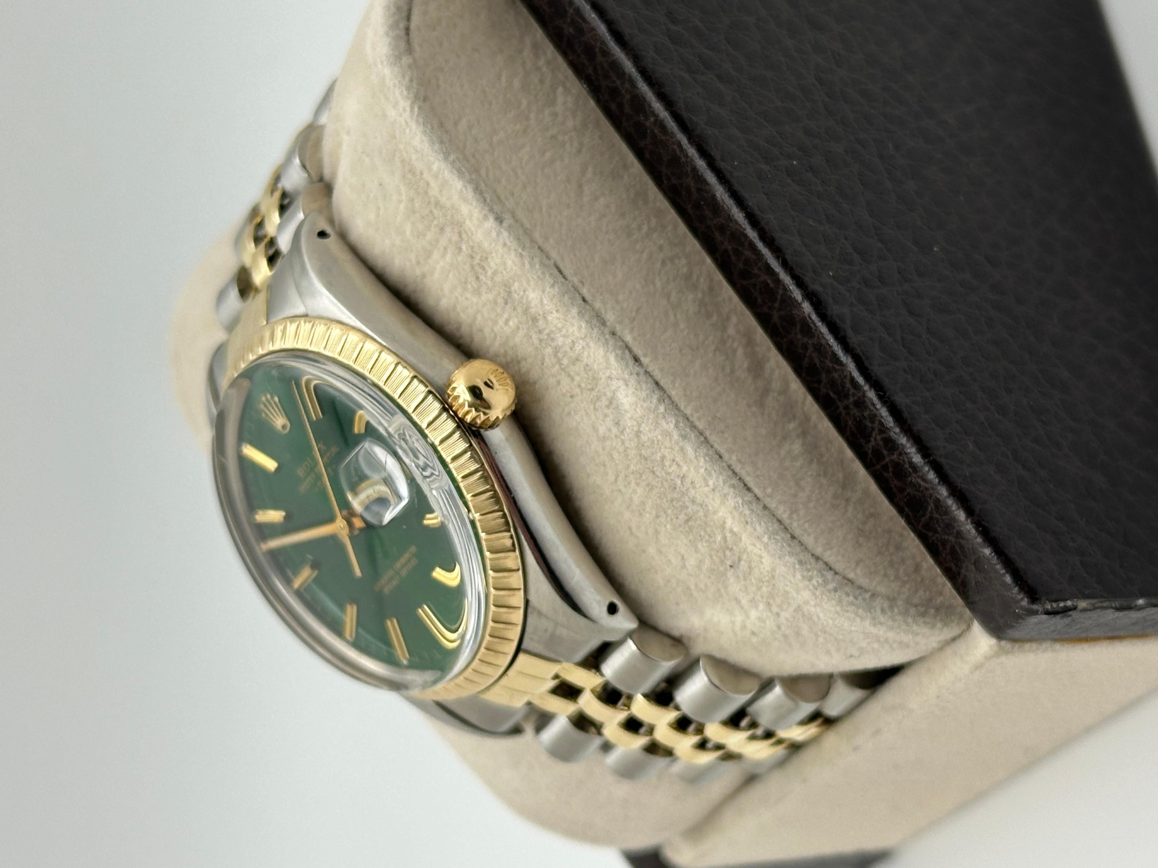 Rolex Date 15053 Green Dial 18K Yellow Gold Stainless Steel 34mm 1