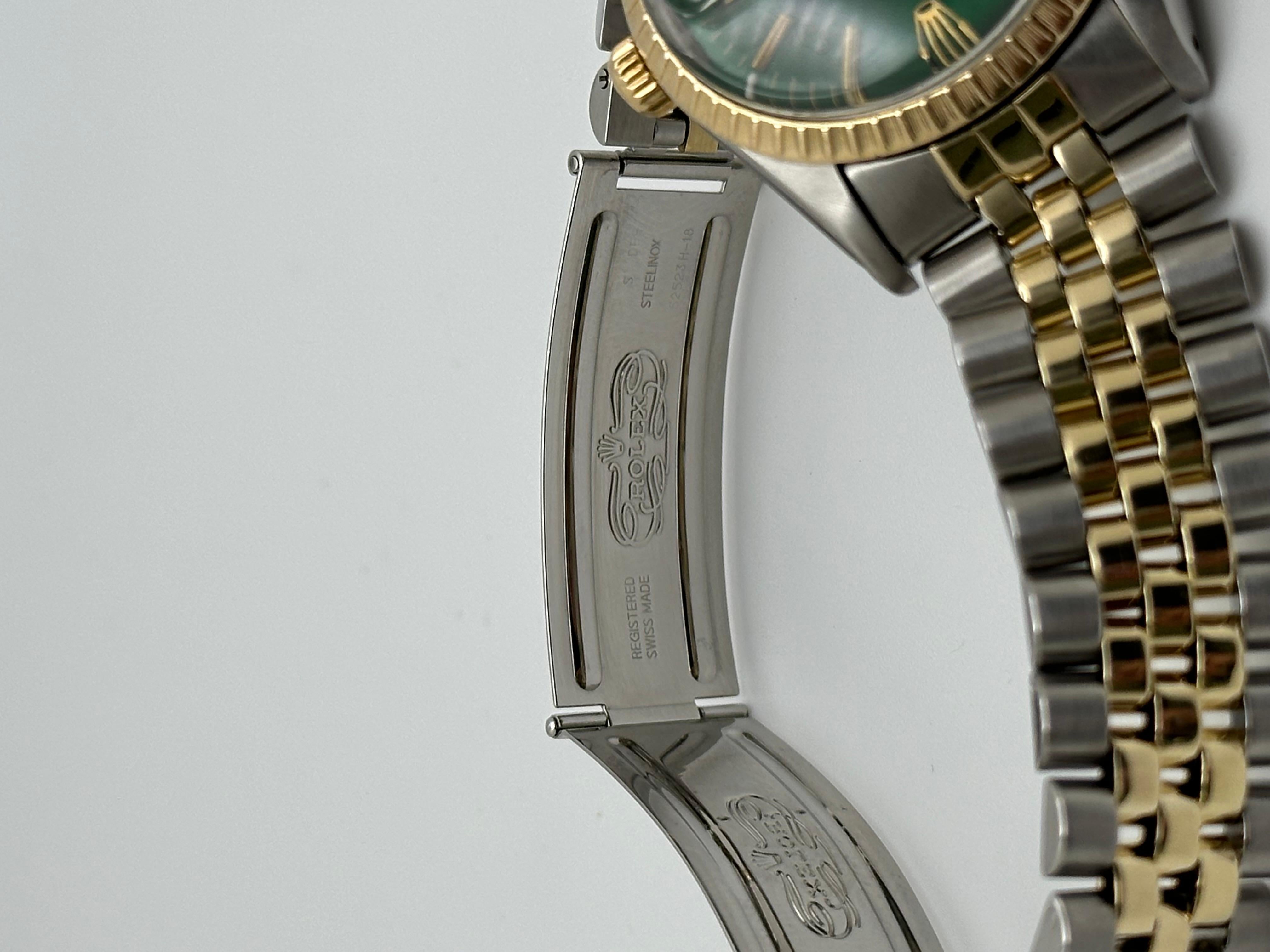 Rolex Date 15053 Green Dial 18K Yellow Gold Stainless Steel 34mm 4