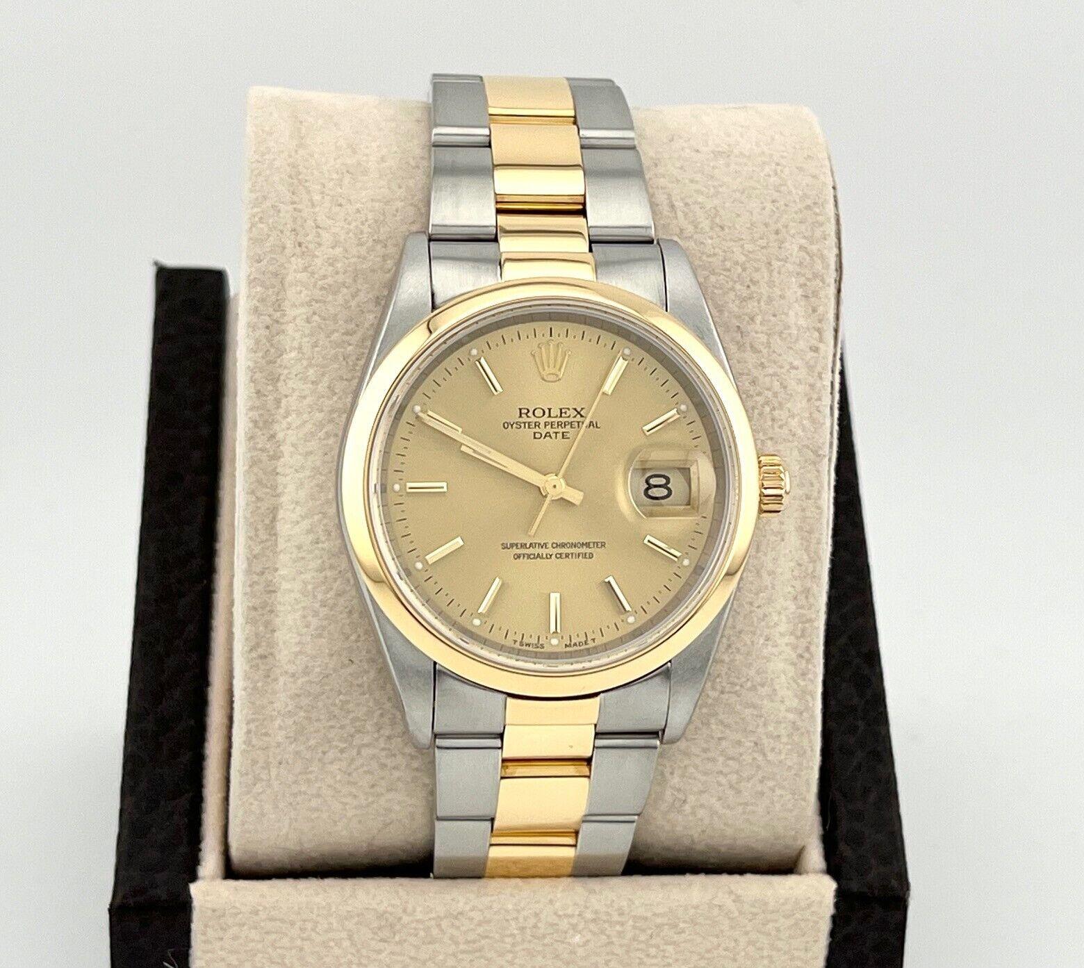 Rolex Date 15203 34mm Champagner-Zifferblatt 18K Gelbgold Edelstahl 4