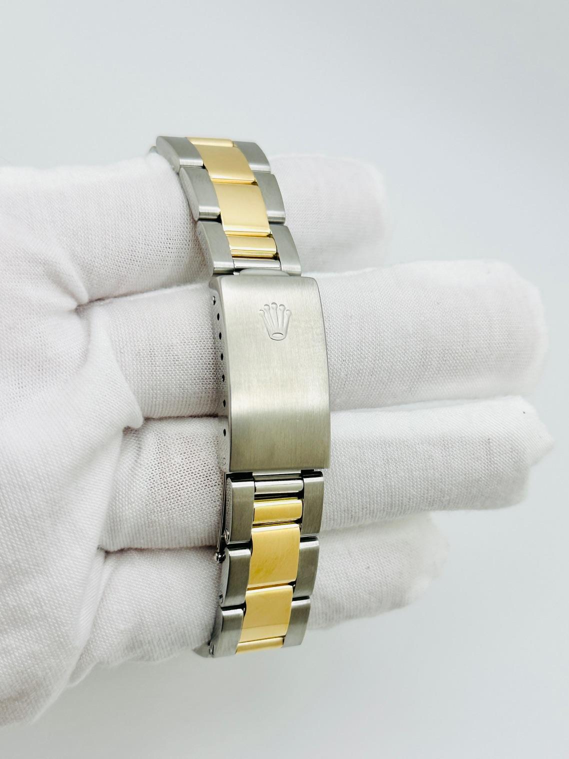 Rolex Date 15203 34mm weißes arabisches Zifferblatt 18K Gold Edelstahl Box Papier im Angebot 4