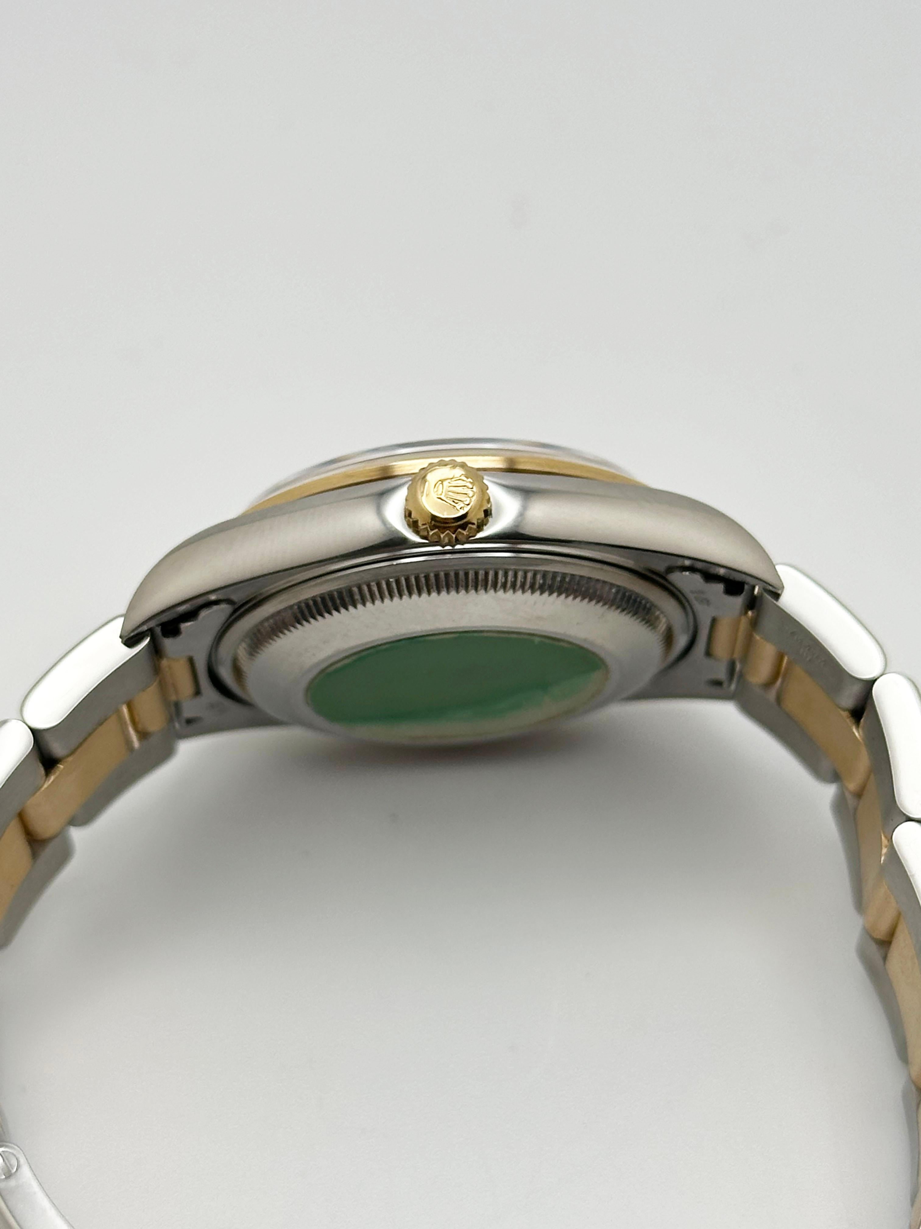 Rolex Date 15203 Quadrante argento Oro giallo 18 carati Acciaio inossidabile Scatola Carta 34mm in vendita 2