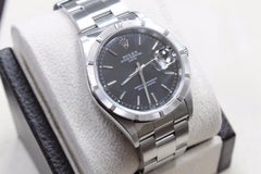 Rolex Date 15210 Acier inoxydable Lunette Tournée Moteur Cadran Noir Boîte et Papiers