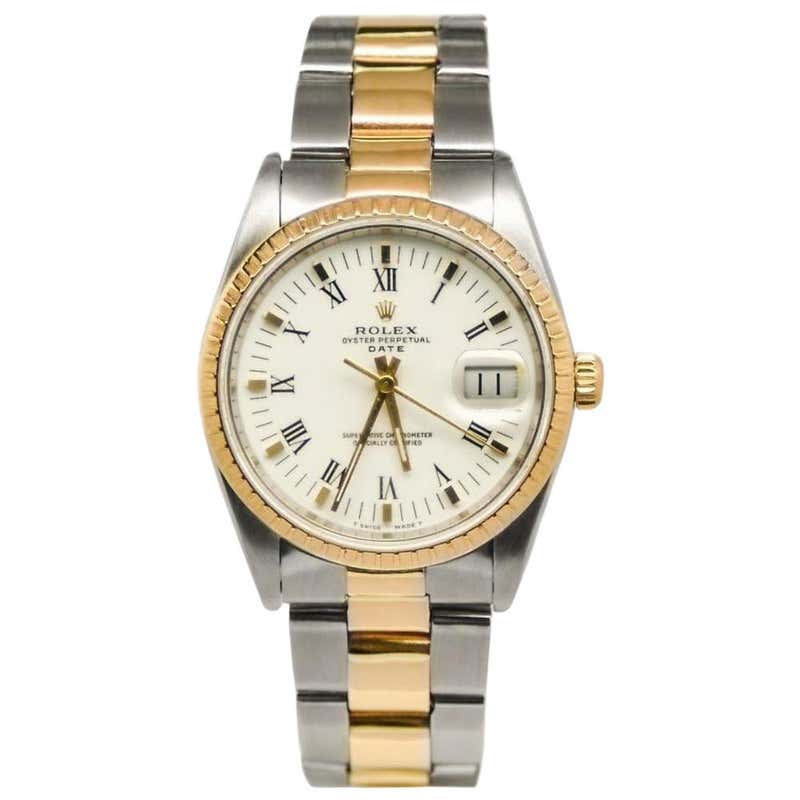 Rolex Date 15223 Men's Automatic Watch 18 Karat Two-Tone White Dial at ...