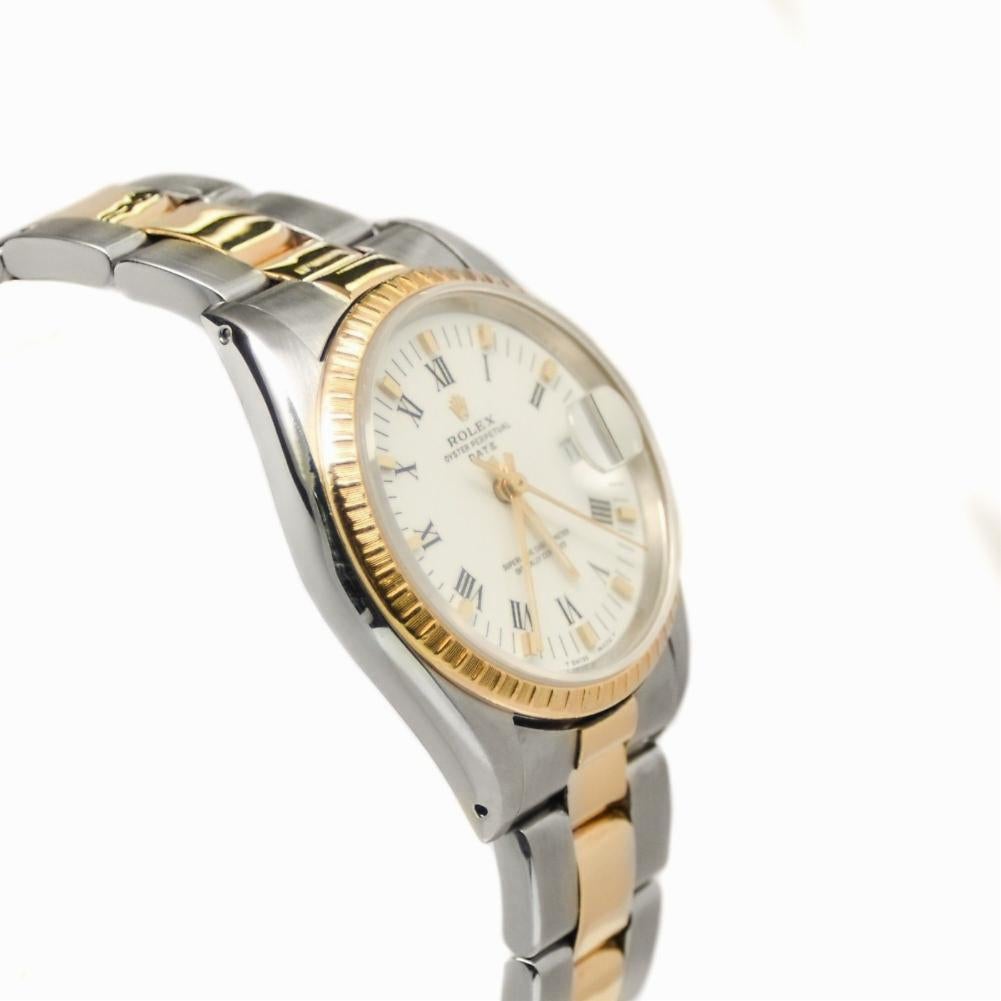 Rolex Date 15223 Men's Automatic Watch 18 Karat Two-Tone White Dial 1