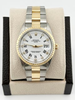 Rolex Date 15223 White Diamond Dial 18K Gold Steel Box Paper 2024 Service Card