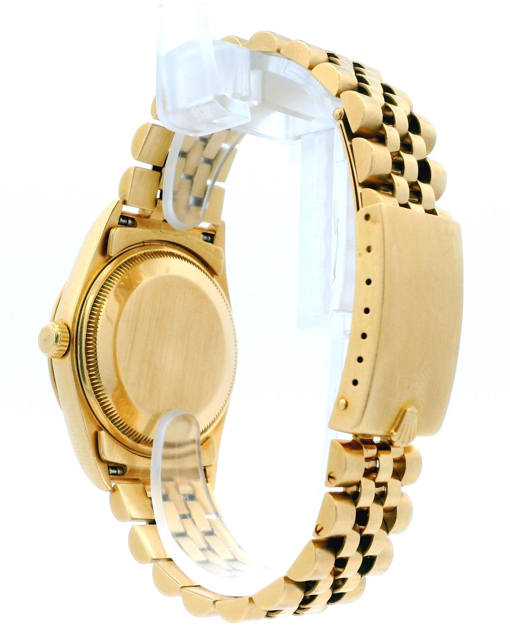 Rolex Date 15238 Montre bracelet jubilé en or jaune 18k avec papiers Bon état - En vente à Great Neck Plaza, NY