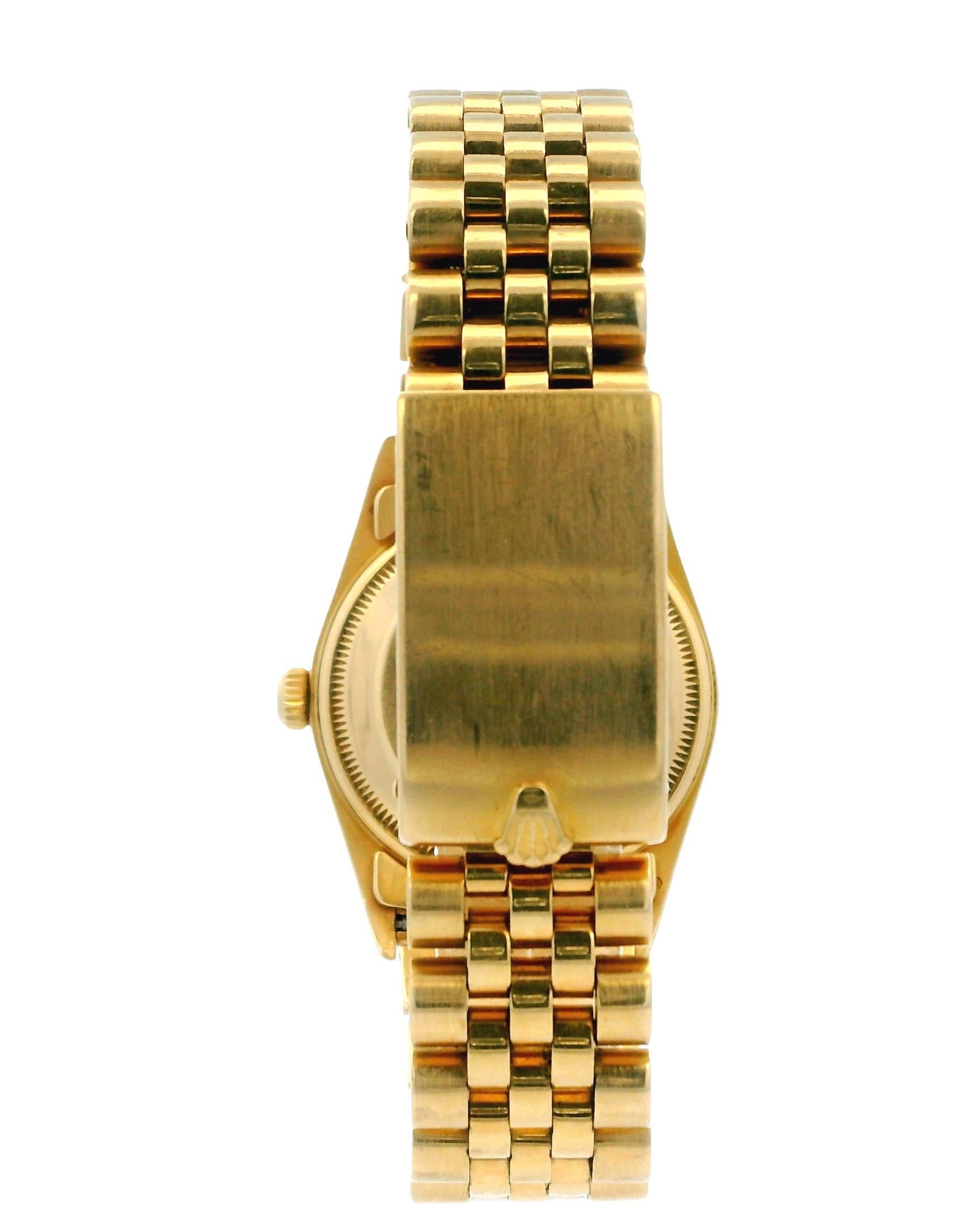 Rolex Date 15238 Montre bracelet jubilé en or jaune 18k avec papiers en vente 3