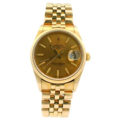 Rolex Date 15238 Montre bracelet jubilé en or jaune 18k avec papiers