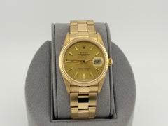 Rolex Date 15238 34mm Champagne Dial 18k Yellow Gold Oyster Box Paper 2002