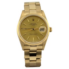 Rolex Date 15238 34mm Champagne Dial 18k Yellow Gold Oyster Box Paper 2002