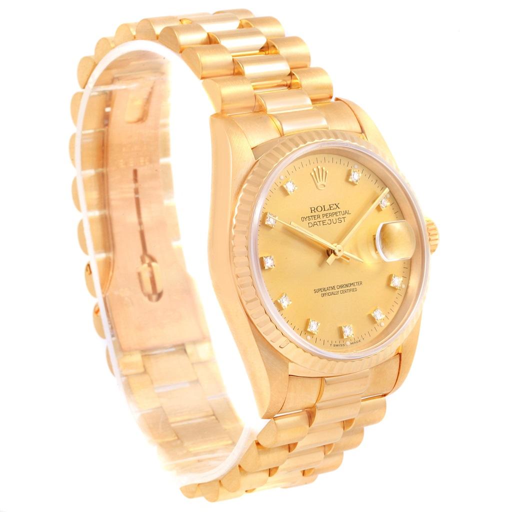 Men's Rolex Date 18 Karat Yellow Gold Diamond Dial Automatic Men’s Watch 16238 For Sale