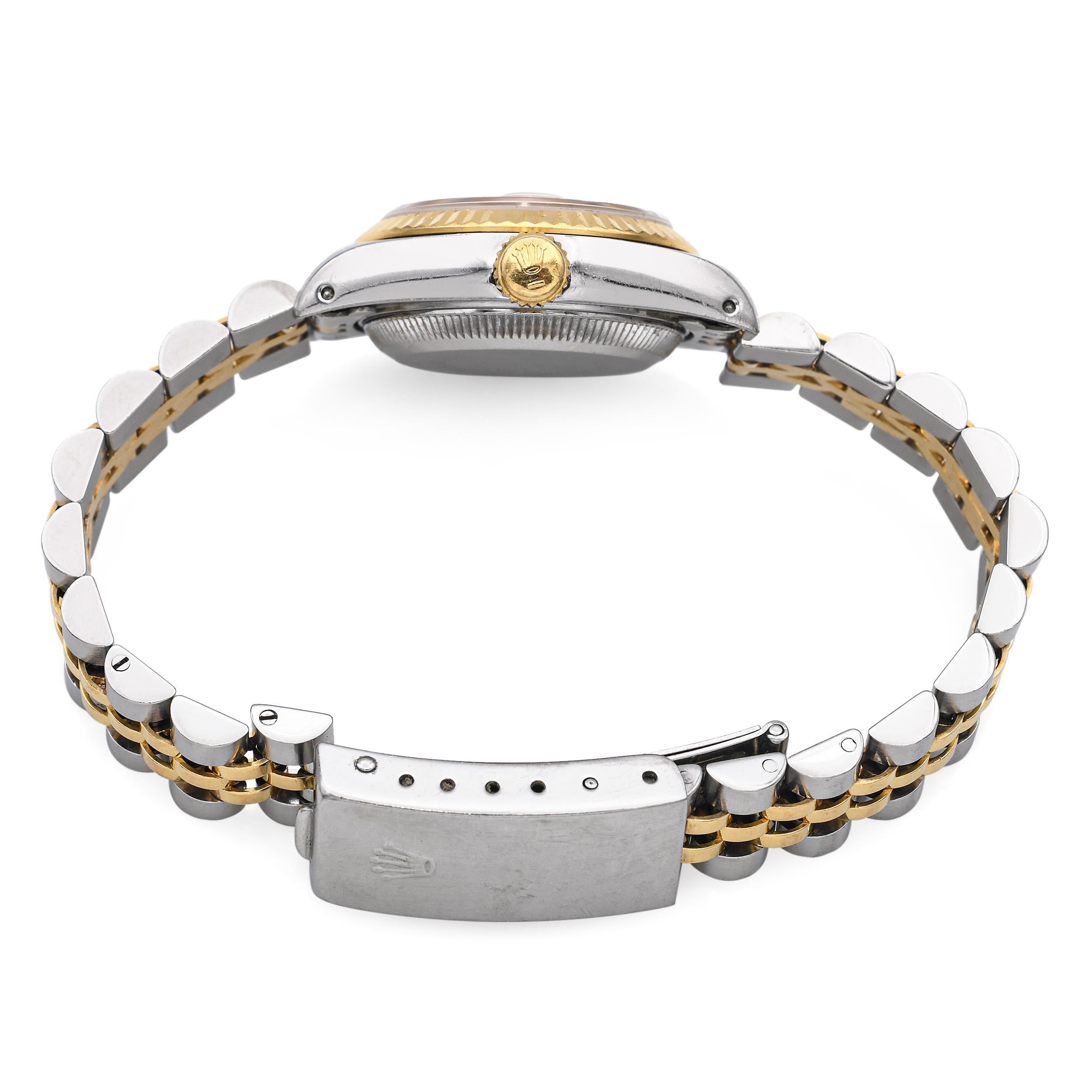 Rolex Date 18K Gold Steel Champagne Dial Automatic Women's Watch 3