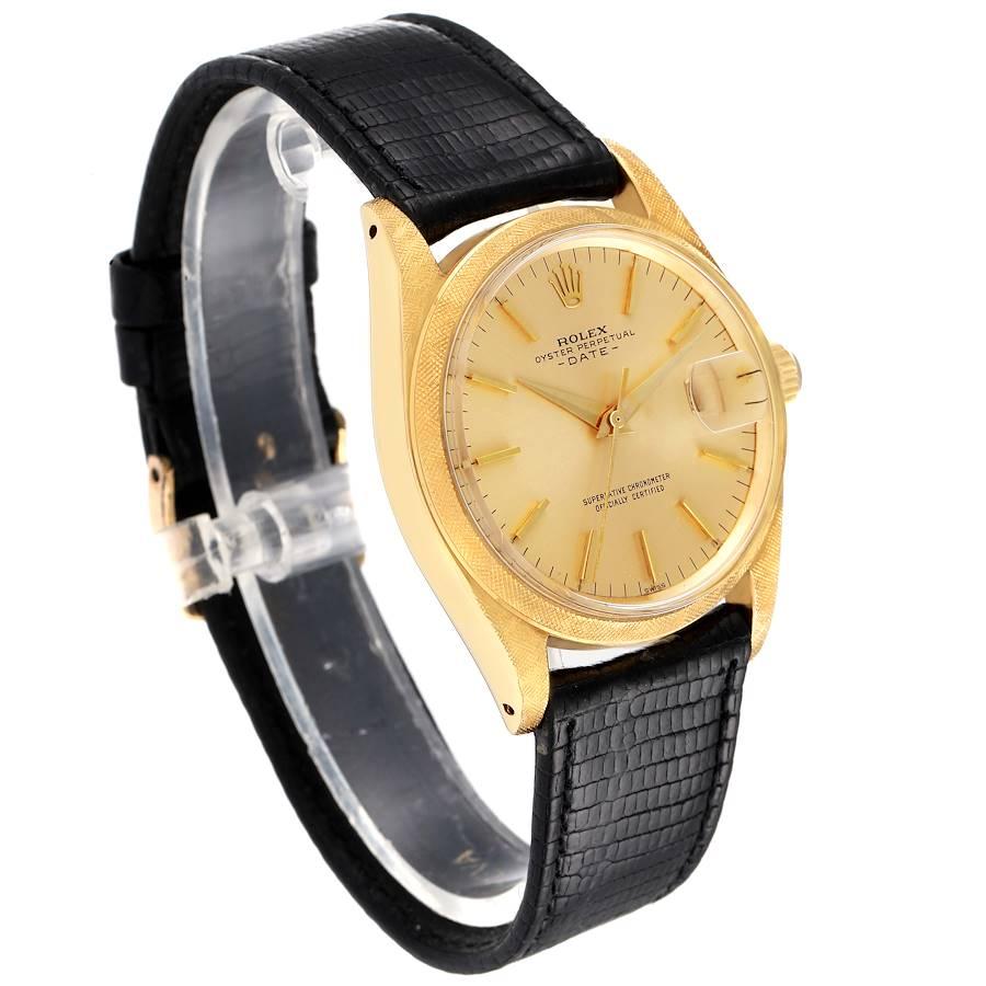 Rolex Date 18k Gelbgold Florentine Finish Vintage Herrenuhr 1502 im Zustand „Gut“ im Angebot in Atlanta, GA