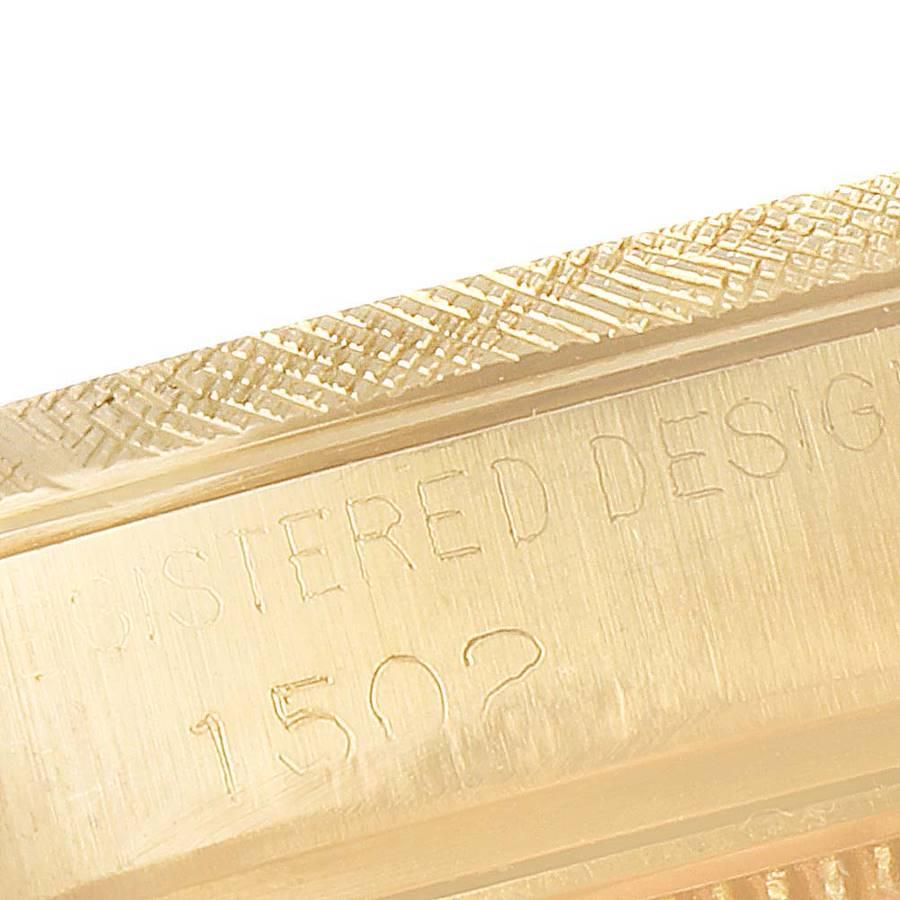 Rolex Date 18k Gelbgold Florentine Finish Vintage Herrenuhr 1502 im Angebot 4