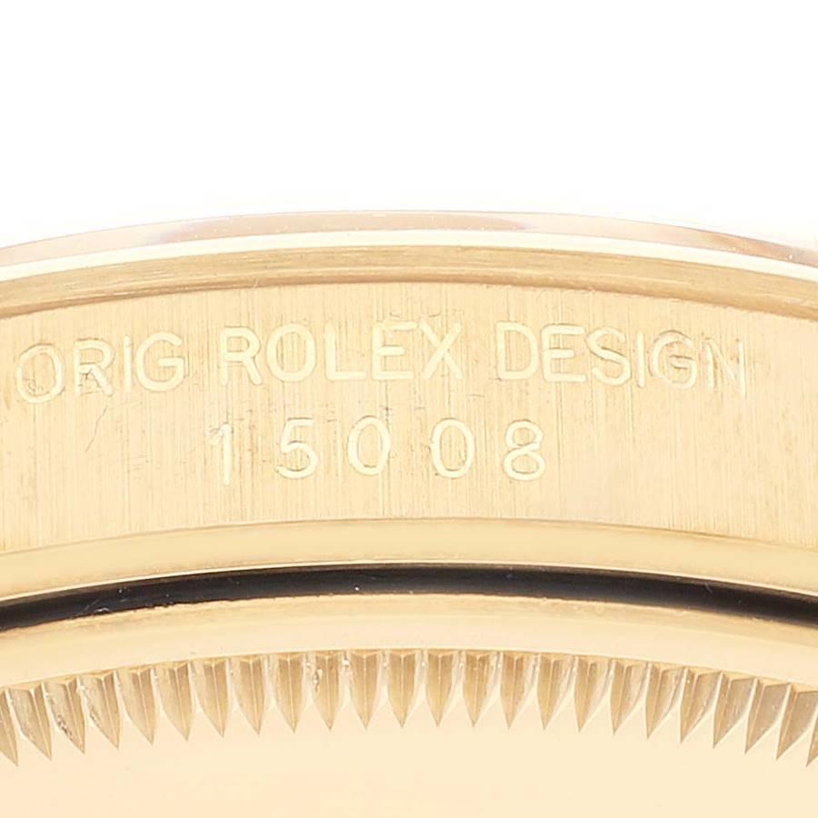 Men's Rolex Date 18k Yellow Gold White Roman Dial Vintage Mens Watch 15008
