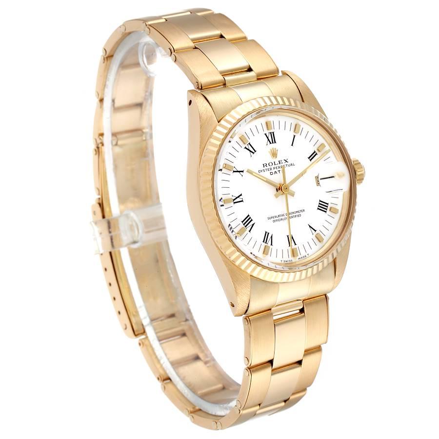 Rolex Date 18k Gelbgold Weißes römisches Zifferblatt Vintage Herrenuhr 15038 im Zustand „Gut“ im Angebot in Atlanta, GA
