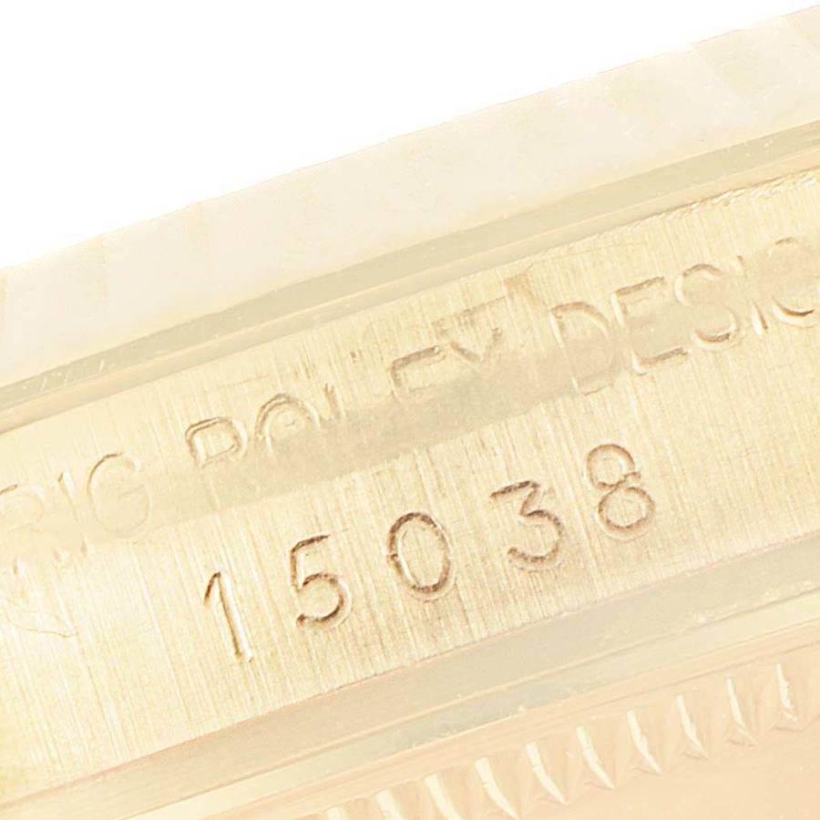 Rolex Date 18k Gelbgold Weißes römisches Zifferblatt Vintage Herrenuhr 15038 im Angebot 3