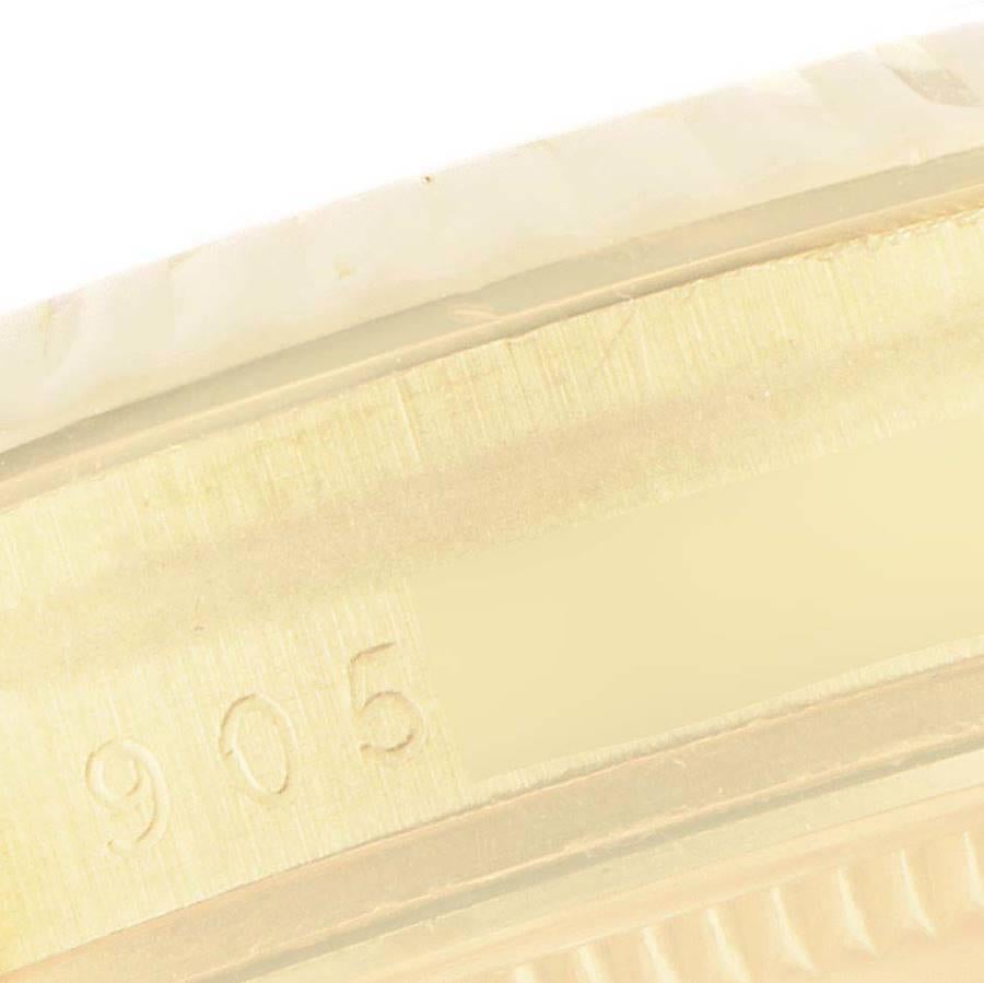 Rolex Date 18k Gelbgold Weißes römisches Zifferblatt Vintage Herrenuhr 15038 im Angebot 4