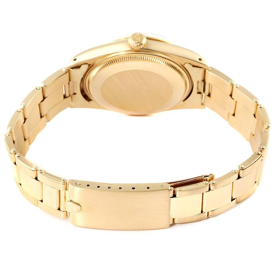 Rolex Date 18k Gelbgold Weißes römisches Zifferblatt Vintage Herrenuhr 15038 im Angebot 6