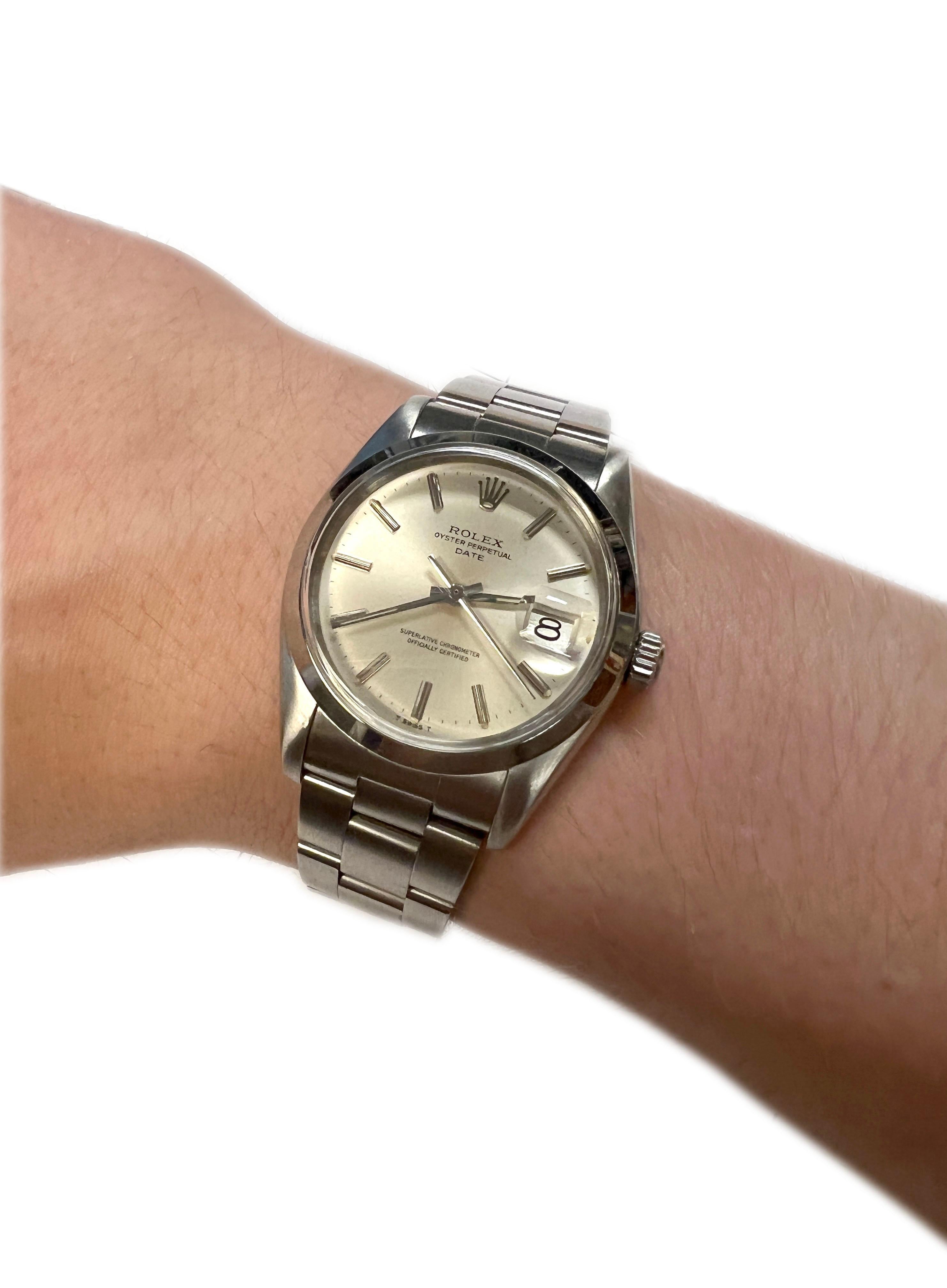 Rolex Date 1970s Steel Self Winding Wrist Watch In Excellent Condition In Chicago, IL